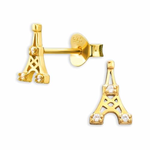 Monkimau Kinderohrringe Eiffelturm Ohrstecker aus 925 Sterling Silber bunt emailliert von MONKIMAU