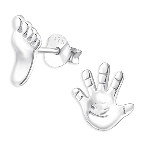 Monkimau Kinderohrringe Hand und Fuß Ohrstecker aus 925 Sterling Silber von Monkimau