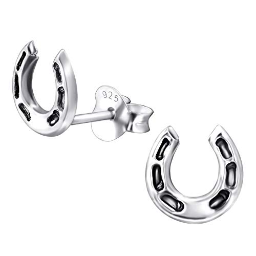 Monkimau Kinderohrringe Hufeisen Ohrstecker aus 925 Sterling Silver echt Silber oxidiert von Monkimau