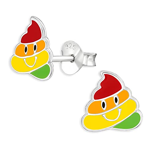 Monkimau Kinderohrringe Kaka Emoji Ohrstecker aus 925 Sterling Silber bunt emailliert von MONKIMAU
