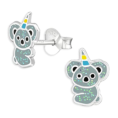 Monkimau Kinderohrringe Koala Einhorn Ohrstecker aus 925 Sterling Silber grau emailliert Monkimau Kinderohrringe Koala Einhorn Ohrstecker aus 925 Sterling Silber grau emailliert von MONKIMAU