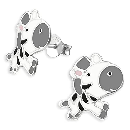 Monkimau Kinderohrringe Zebra Ohrstecker aus 925 Sterling Silber mehrfarbig emailliert von MONKIMAU