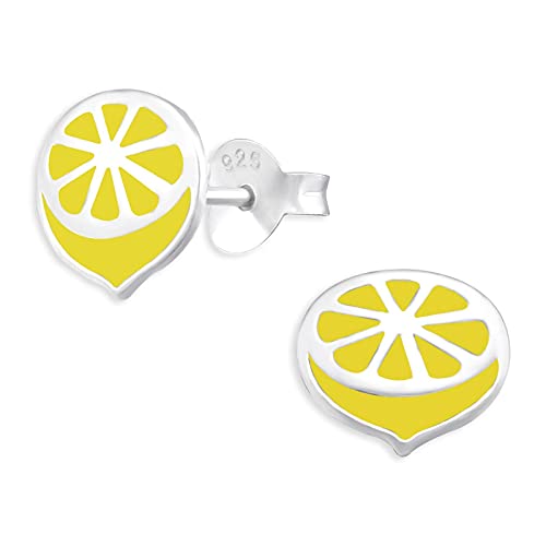 Monkimau Kinderohrringe Zitronen Ohrstecker aus 925 Sterling Silber gelb emailliert von Monkimau