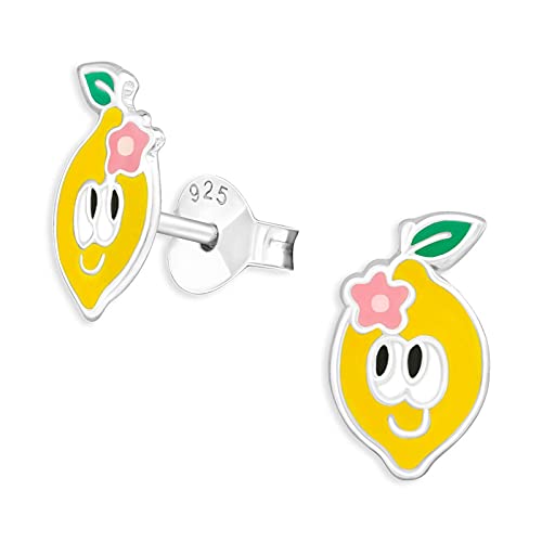 Monkimau Kinderohrringe Zitronen Ohrstecker aus 925 Sterling Silber gelb emailliert von MONKIMAU