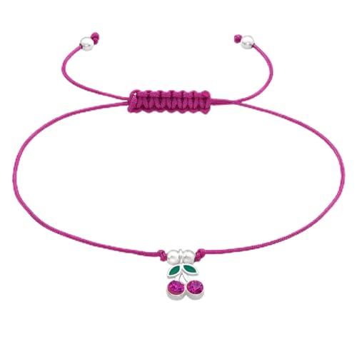 Monkimau Kirsche Armband für Kinder | 925 Silber | Mädchen und Jungen Armkette | Kinderschmuck Geschenk mit Charm Anhänger | Verstellbar, Sicher & Nickelfrei von MONKIMAU