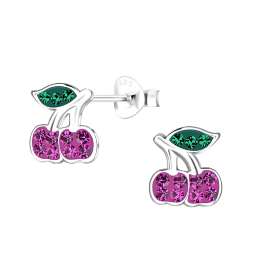 Monkimau Kirschen Ohrringe Mädchen Silber 925 Kinder: Hypoallergene Kinderohrringe für Mädchen 8 Jahre - Medizinische Gesundheitsstecker & Ohrstecker aus Sterling Silber von MONKIMAU