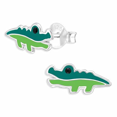 Monkimau Krokodil Ohrstecker Ohrringe aus 925 Silber Schmuck Silberohrringe Medizinisch für Kinder Mädchen Damen Frauen von MONKIMAU