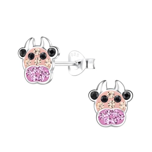 Monkimau Kuh Ohrringe Mädchen Silber 925 Kinder: Hypoallergene Kinderohrringe für Mädchen 8 Jahre - Medizinische Gesundheitsstecker & Ohrstecker aus Sterling Silber von MONKIMAU