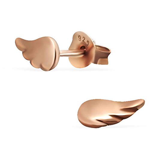 Monkimau Mädchen Ohrringe Engel Flügel Ohrstecker aus 925 Sterling Silver echt Silber mit rose Gold plattiert von MONKIMAU