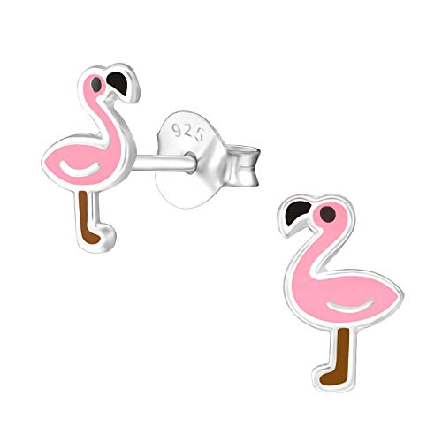 Monkimau Mädchen Ohrringe Flamingo Ohrstecker aus 925 Sterling Silver Silber von MONKIMAU