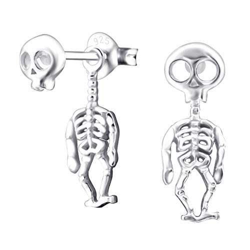 Monkimau Mädchen Ohrringe Halloween Skelett Doppel Ohrstecker aus 925 Sterling Silver Silber von MONKIMAU