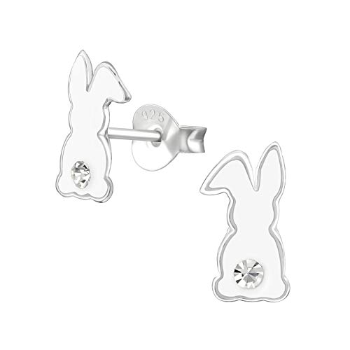 Monkimau Mädchen Ohrringe Hase Ohrstecker aus 925 Sterling Silver echt Silber mit 2 Kristallen von MONKIMAU