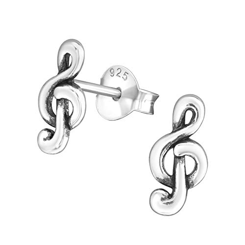 Monkimau Mädchen Ohrringe Notenschlüssel Ohrstecker aus 925 Sterling Silver Silber von MONKIMAU