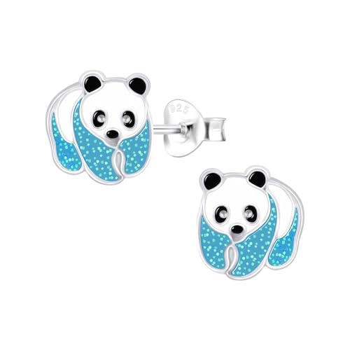 Monkimau Mädchen Ohrringe Panda | Ohrstecker aus 925 Sterling Silber | Kinderohrringe hypoallergen von MONKIMAU