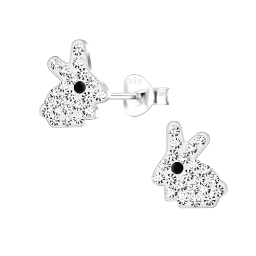 Monkimau Mädchen Ohrringe Rabbit | Ohrstecker aus 925 Sterling Silber | Kinderohrringe hypoallergen von MONKIMAU