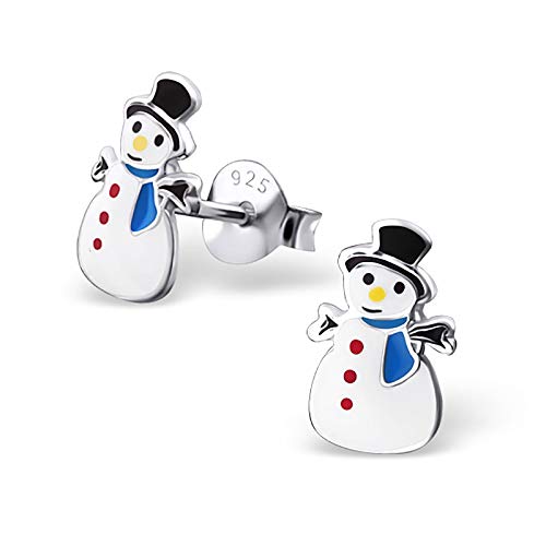 Monkimau Mädchen Ohrringe Schneemann Ohrstecker aus 925 Sterling Silver Silber von MONKIMAU