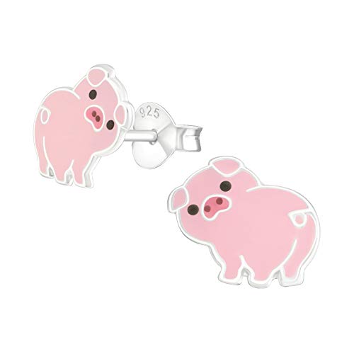 Monkimau Mädchen Ohrringe Schwein Ohrstecker aus 925 Sterling Silver Silber von MONKIMAU