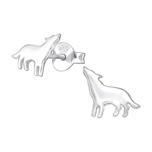 Monkimau Mädchen Ohrringe Wolf Ohrstecker aus 925 Sterling Silver Silber von MONKIMAU