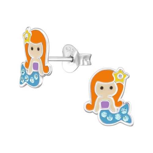 Monkimau Meerjungfrau Kinder Ohrringe | 925 Silber | Mädchen Ohrstecker Schmuck | Hypoallergen & Nickelfrei | Kinderohrringe Geschenkidee von MONKIMAU
