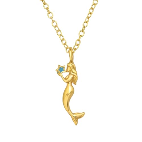 Monkimau Meerjungfrauen Kinder Premium Halskette 925 Silber | Hypoallergen Kinderohrringe | Mädchen Schmuck Geschenk Geschenkidee von MONKIMAU