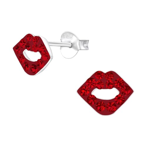 Monkimau Mund Kinder Ohrringe | mit Kristallen 925 Silber | Mädchen Ohrstecker Schmuck | Hypoallergen & Nickelfrei | Kinderohrringe Geschenkidee von MONKIMAU