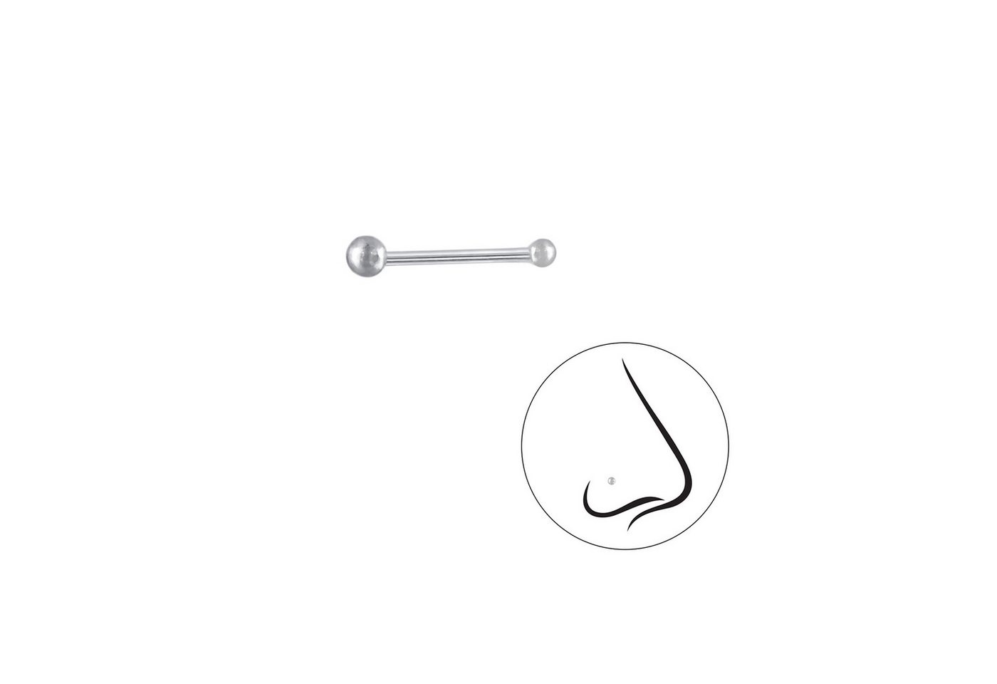 Monkimau Nasenpiercing 1,5mm Kugel Nasenstecker 925 Silber von Monkimau