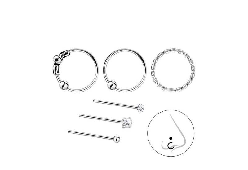 Monkimau Nasenpiercing Gemischtes Nasenstecker Set 925 Silber von Monkimau