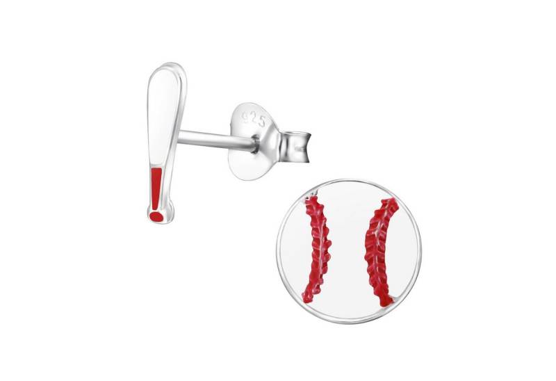 Monkimau Ohrring-Set Baseball Baseballschläger Kinder Ohrringe Silber Ohrstecker, Hypoallergen von Monkimau
