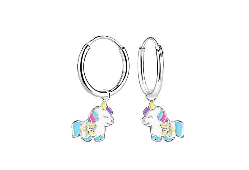 Monkimau Ohrring-Set Einhorn Kinder Creolen 925 Silber, Hypoallergen von Monkimau