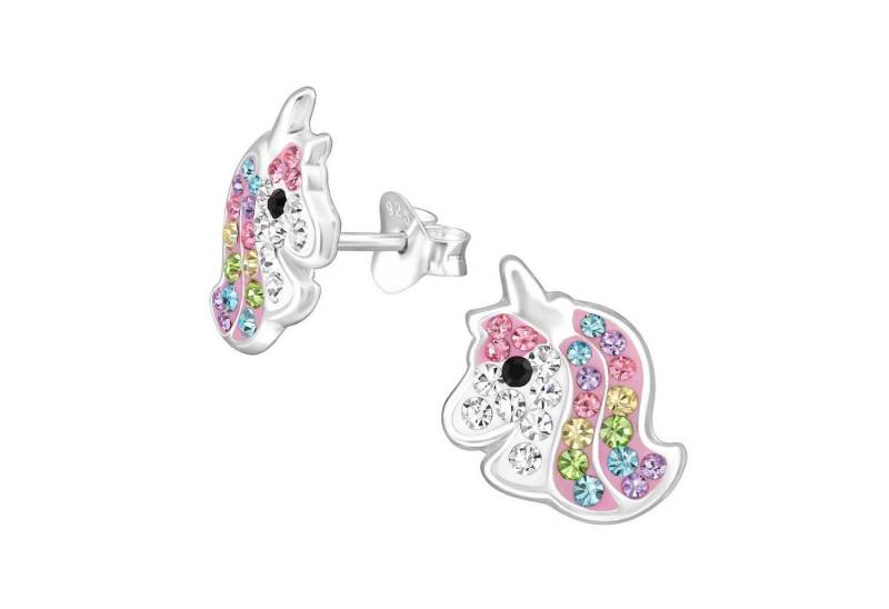 Monkimau Ohrring-Set Einhorn Kinder Ohrringe Kristalle 925 Silber Ohrstecker, Hypoallergen von Monkimau