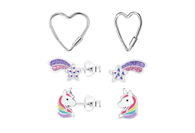 Monkimau Ohrring-Set Einhorn Kinder Ohrringe Set 925 Silber, Hypoallergen von Monkimau