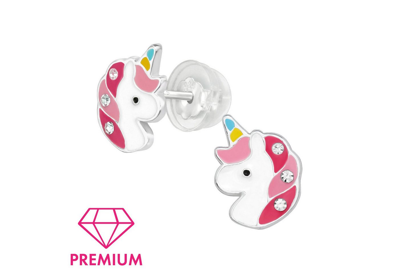 Monkimau Ohrring-Set Einhorn Kinder Premium Ohrringe 925 Silber Geschenk, Hypoallergen von Monkimau