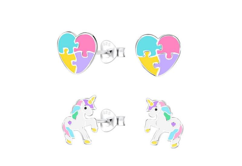 Monkimau Ohrring-Set Einhornliebhaber Kinder Ohrringe Set 925 Silber, Hypoallergen von Monkimau