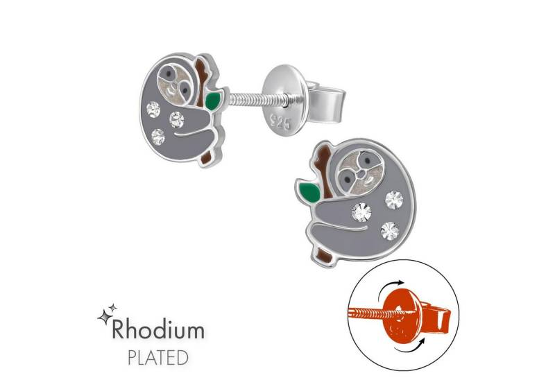 Monkimau Ohrring-Set Faultier Kinder Premium Ohrringe 925 Silber Geschenk, Hypoallergen von Monkimau