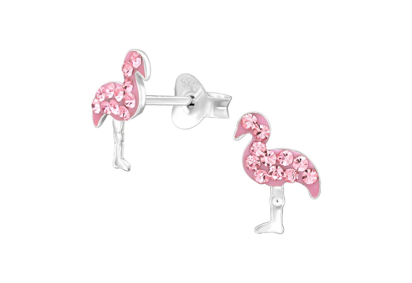 Monkimau Ohrring-Set Flamingo Kinder Ohrringe Kristalle 925 Silber Ohrstecker, Hypoallergen von Monkimau