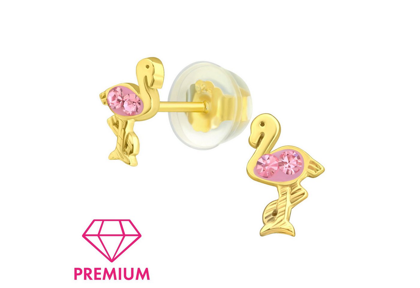 Monkimau Ohrring-Set Flamingo Kinder Premium Ohrringe 925 Silber Geschenk, Hypoallergen von Monkimau