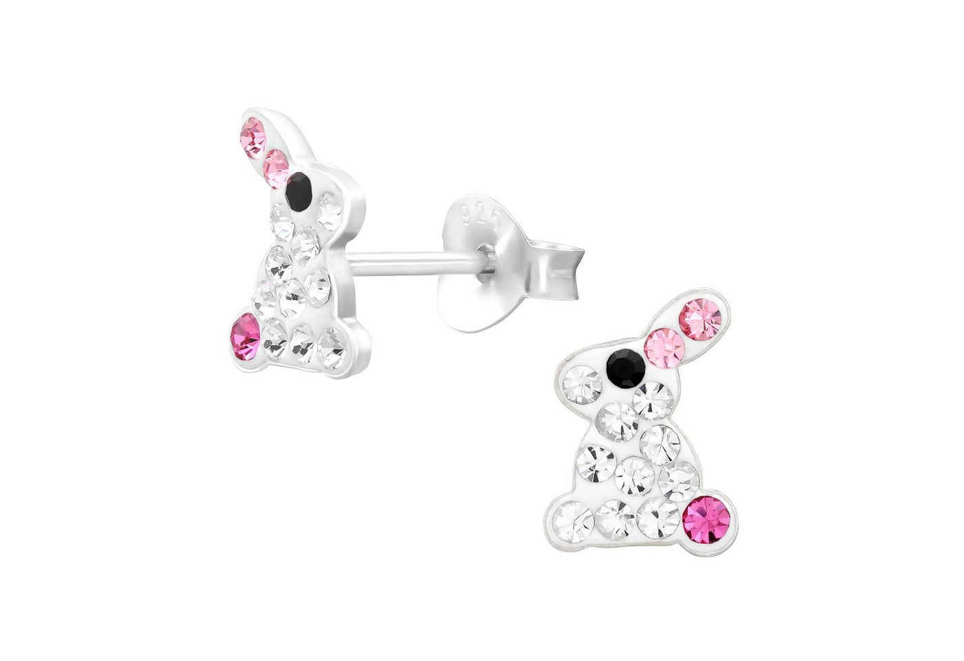 Monkimau Ohrring-Set Hasen Kinder Ohrringe Kristalle 925 Silber Ohrstecker, Hypoallergen von Monkimau