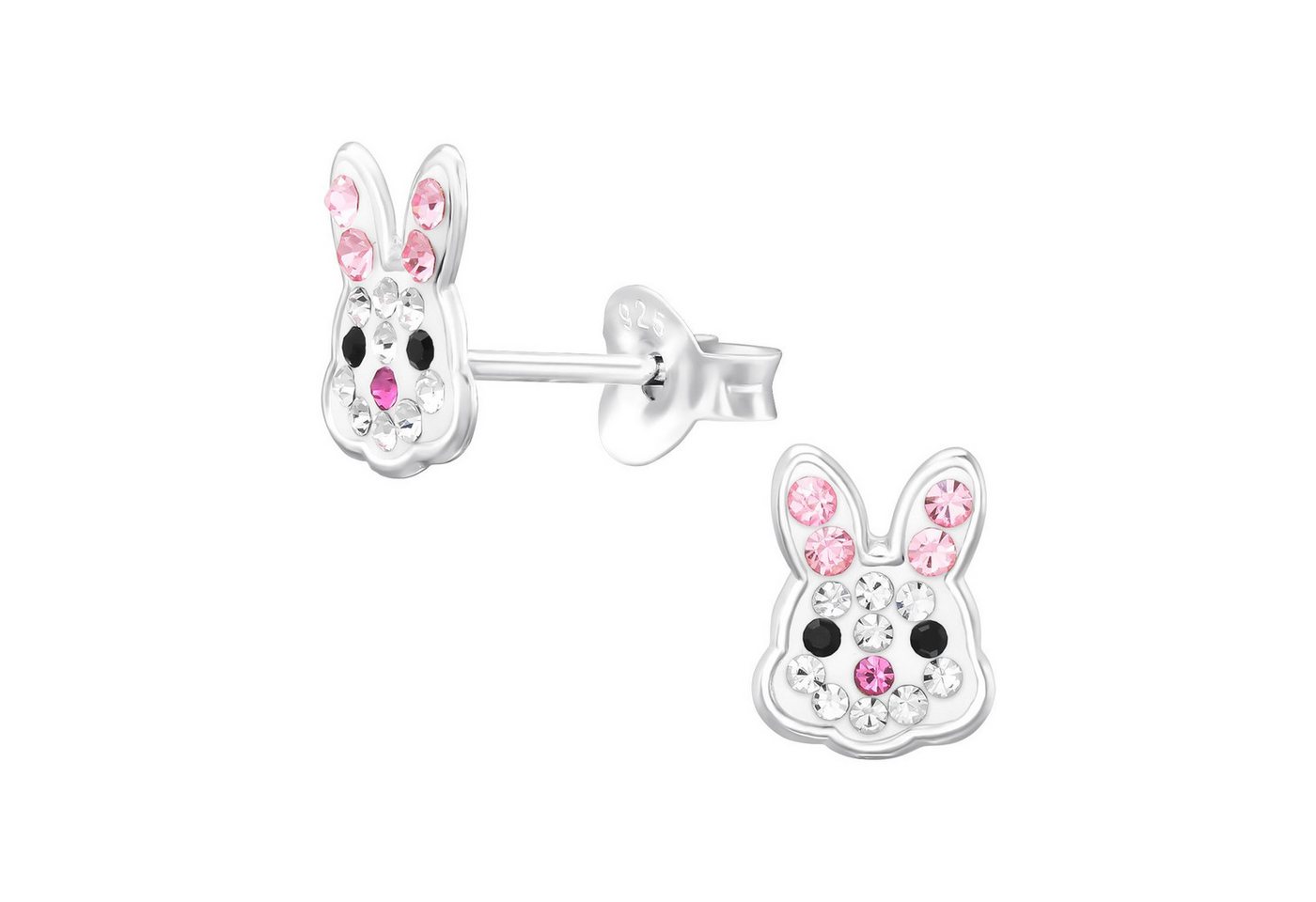Monkimau Ohrring-Set Hasen Kinder Ohrringe mit Kristallen 925 Silber Geschenk, Hypoallergen von Monkimau