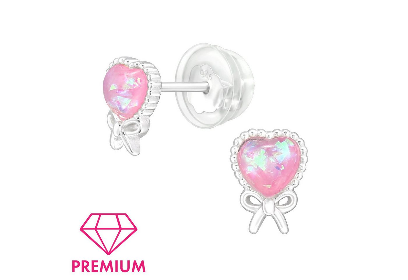 Monkimau Ohrring-Set Herz Kinder Premium Ohrringe 925 Silber Geschenk, Hypoallergen von Monkimau