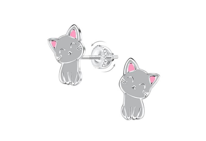 Monkimau Ohrring-Set Katzen Kinder Ohrringe Schraubverschluss 925 Silber, Hypoallergen von Monkimau