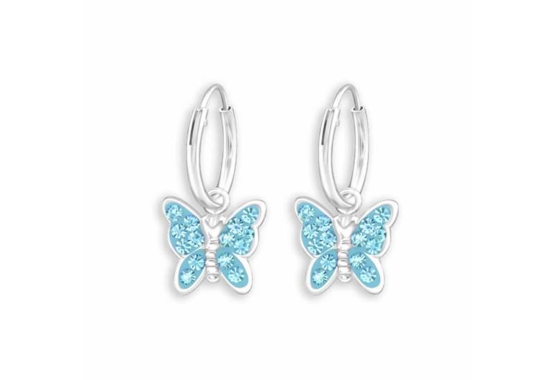 Monkimau Ohrring-Set Kinder Creolen Schmetterling Kristall 925 Sterling Silber, Hypoallergen von Monkimau
