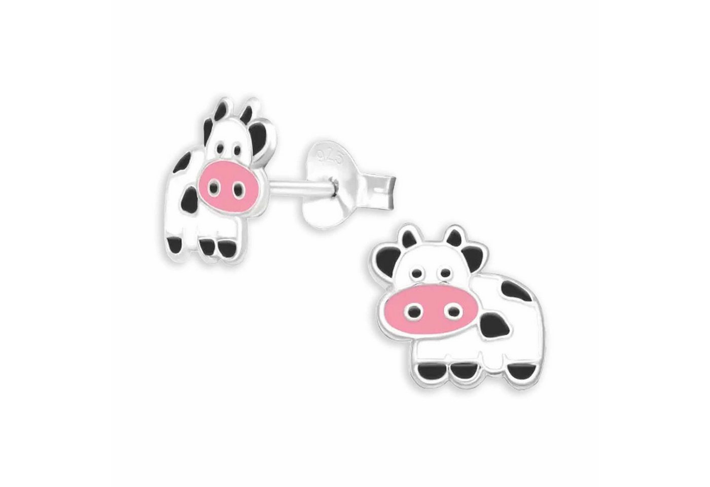 Monkimau Ohrring-Set Kinder Ohrstecker Kuh in 925 Sterling Silber, Hypoallergen von Monkimau