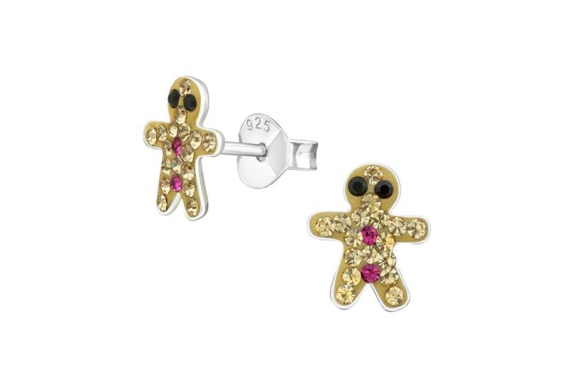 Monkimau Ohrring-Set Lebkuchenmann Kinder Ohrringe Kristalle Silber Ohrstecker, Hypoallergen von Monkimau
