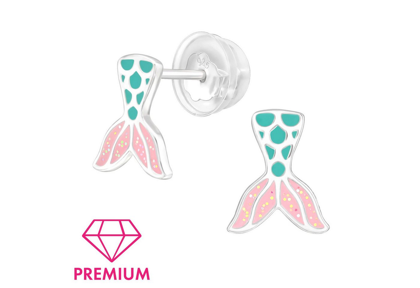 Monkimau Ohrring-Set Meerjungfrau Kinder Premium Ohrringe 925 Silber Geschenk, Hypoallergen von Monkimau