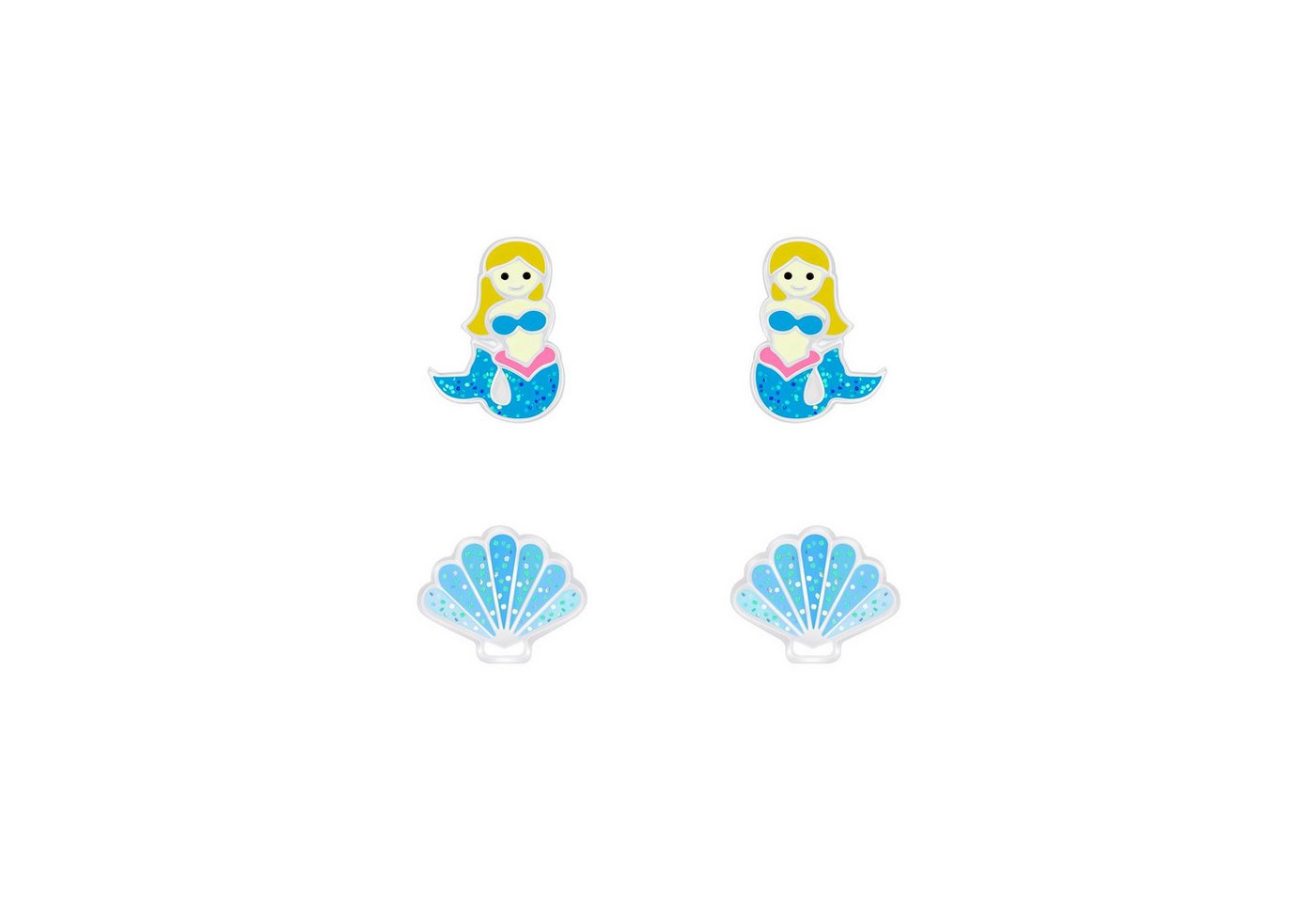 Monkimau Ohrring-Set Meerjungfrau und Muschel Kinder Ohrringe Set 925 Silber, Hypoallergen von Monkimau