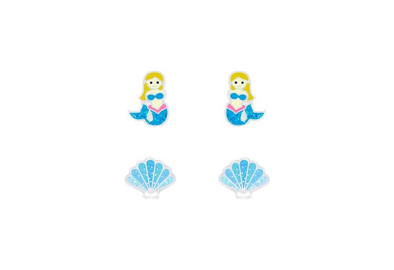 Monkimau Ohrring-Set Meerjungfrau und Muschel Kinder Ohrringe Set 925 Silber, Hypoallergen von Monkimau