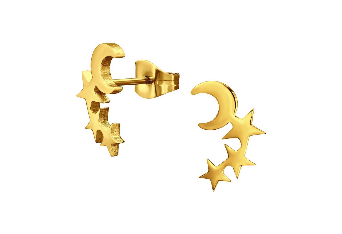 Monkimau Ohrring-Set Mond & Sterne Kinder Ohrringe Chirurgenstahl Mädchen, Hypoallergen von Monkimau