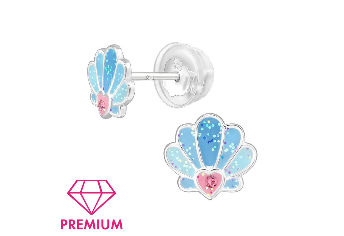 Monkimau Ohrring-Set Muschel Kinder Premium Ohrringe 925 Silber Geschenk, Hypoallergen von Monkimau