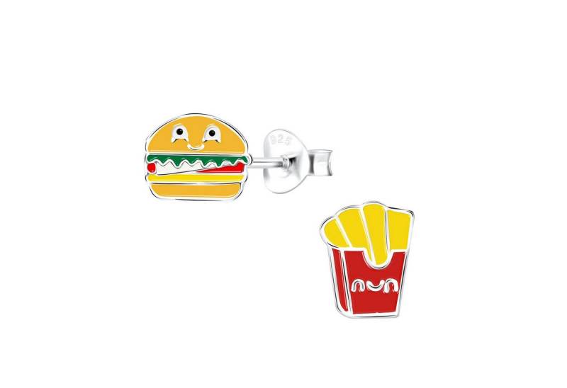 Monkimau Ohrring-Set Pommes und Burger Kinder Ohrringe 925 Silber, Hypoallergen von Monkimau