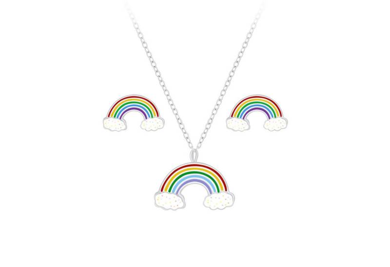 Monkimau Ohrring-Set Regenbogen Kinder Halskette Ohrringe Set 925 Silber, Hypoallergen von Monkimau